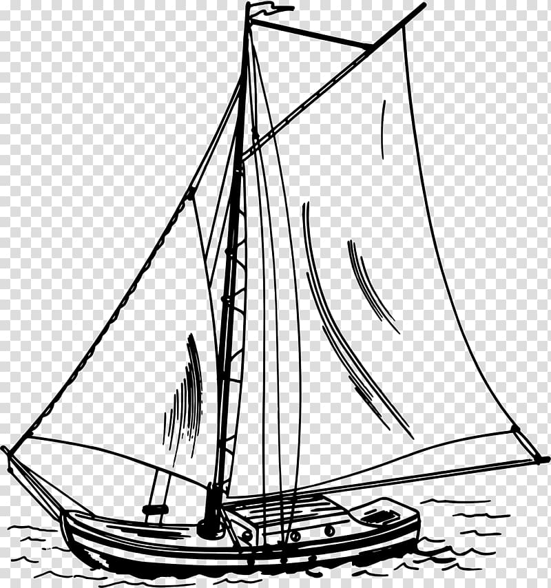 Sailboat Drawing Line Art Hand Painted Sailing Transparent Background