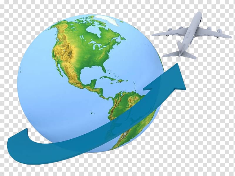 Airplane Globe Flight Air Travel Blue Earth Air Transparent