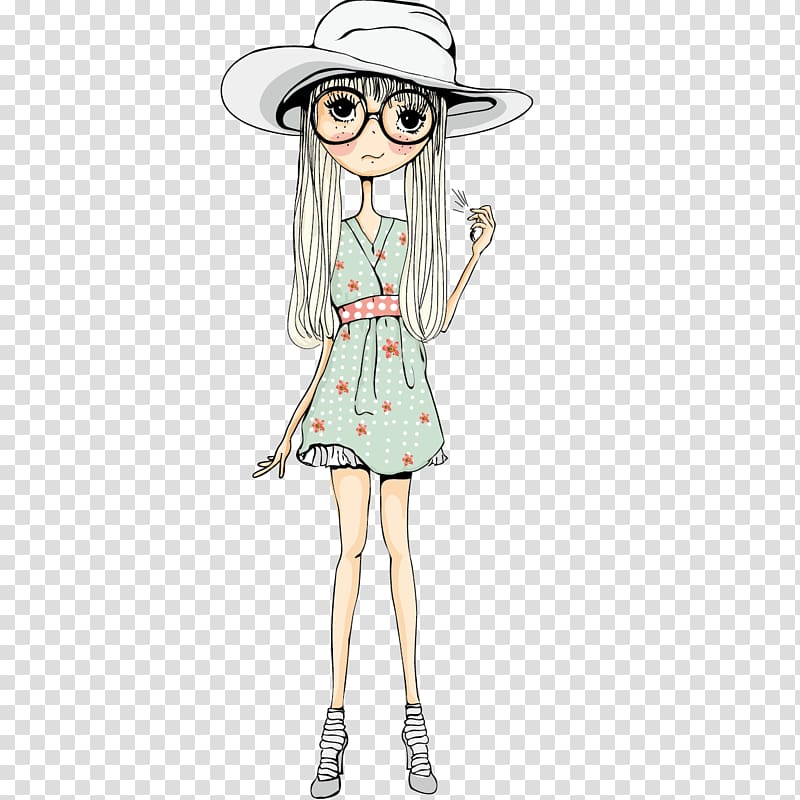 Fashion Drawing Illustration, Screenshot hat Girl transparent background PNG clipart