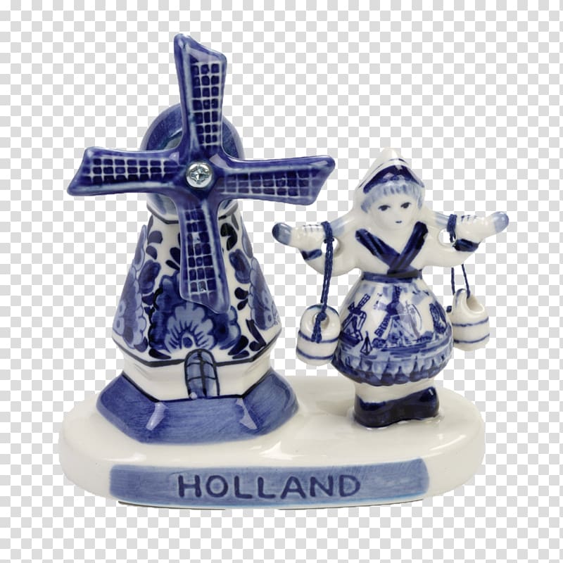 Delftware Figurine Windmill Souvenir, ornament Blue transparent background PNG clipart