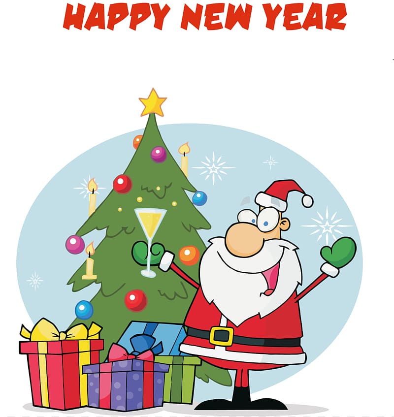 Santa Claus Christmas tree Cartoon , Microsoft Firefly transparent background PNG clipart
