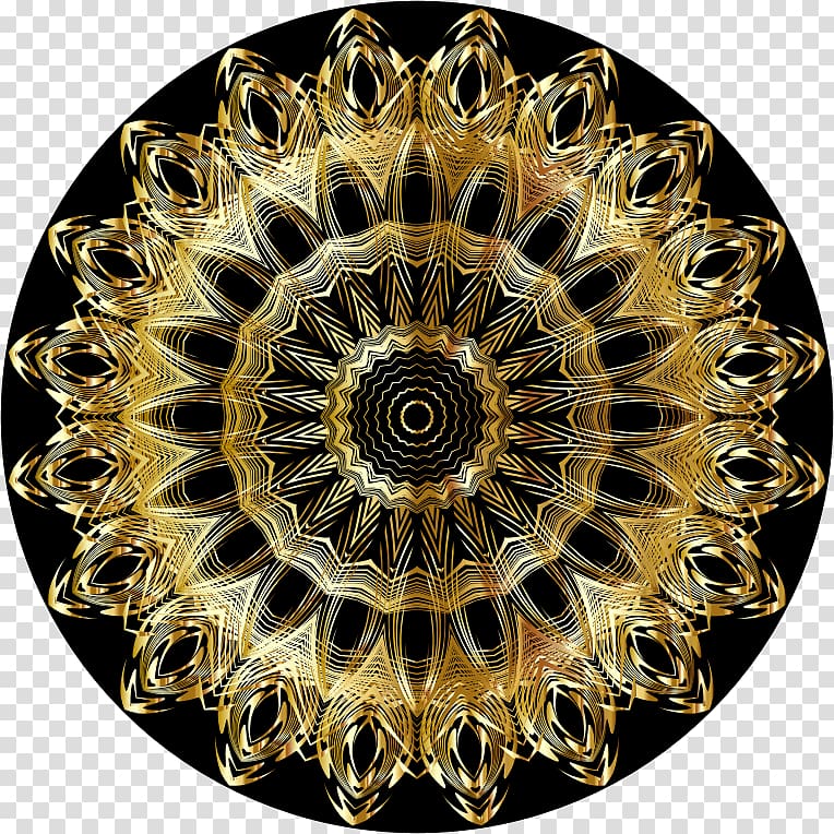 Pencil Line art Metal Mandala Color, GOLD LINE transparent background PNG clipart