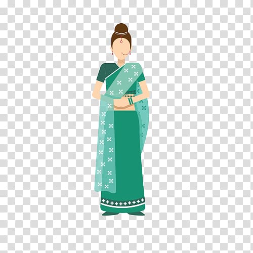 woman wearing sari art, India Cartoon Icon, Miss India transparent background PNG clipart