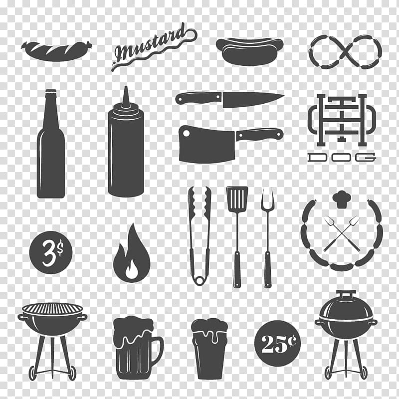Sausage Hot dog Barbecue Fast food, Barbecue supplies icon Figure transparent background PNG clipart