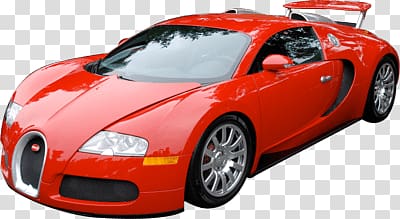 red Bugatti Veyron coupe, Bugatti Red transparent background PNG clipart