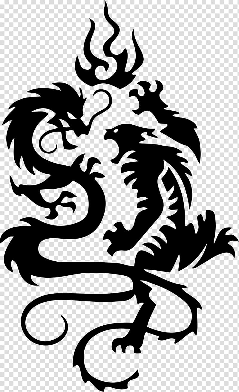 black dragon illustration, Tiger Tattoo Chinese dragon Shaolin Monastery , karate transparent background PNG clipart