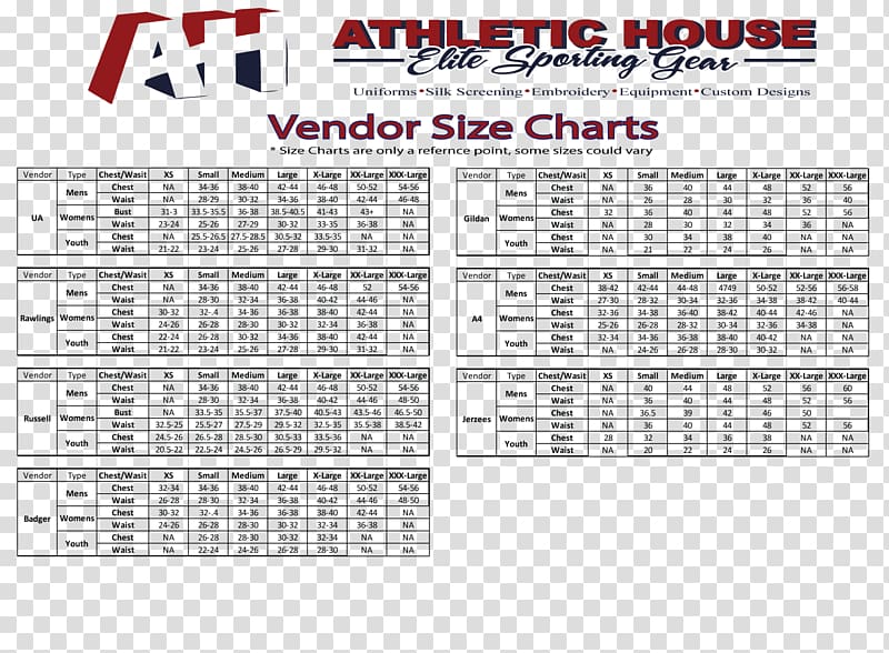 Athletic House Clothing Sport Jersey Gaithersburg, size chart design elements transparent background PNG clipart