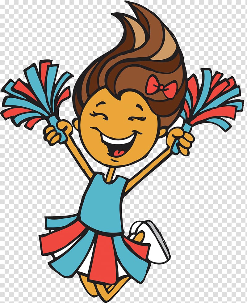 Cheerleader holding pom-poms , Cheerleader Cartoon Illustration