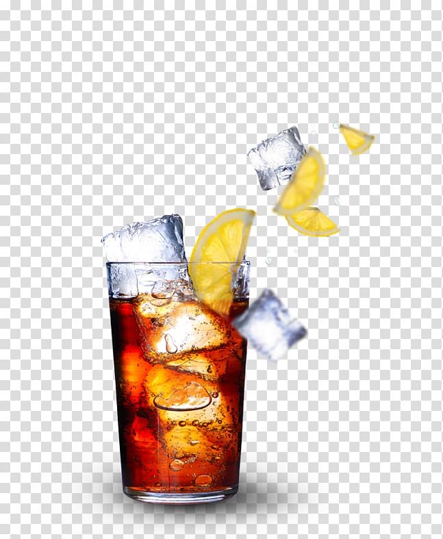 clear drinking glass with brown liquid and ice cubs, Long Island Iced Tea Juice Soft drink, Drink transparent background PNG clipart