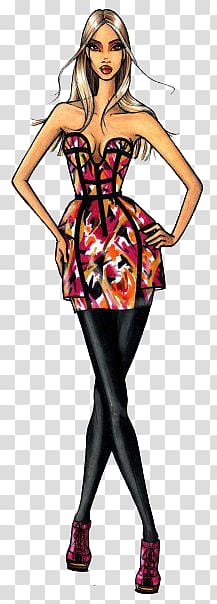 Woman wearing orange dress , Paper Fashion Model Illustration, Women  transparent background PNG clipart