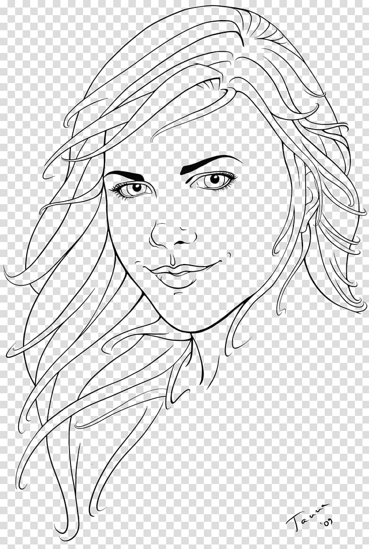 Line art Drawing Smile Color, colored hair transparent background PNG clipart