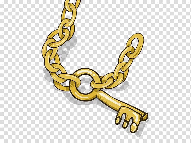 Clothing Accessories Jewellery Chain Metal Material, golden key transparent background PNG clipart