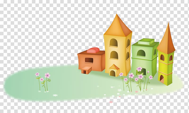 Childrens song Cartoon, Building on the grass transparent background PNG clipart