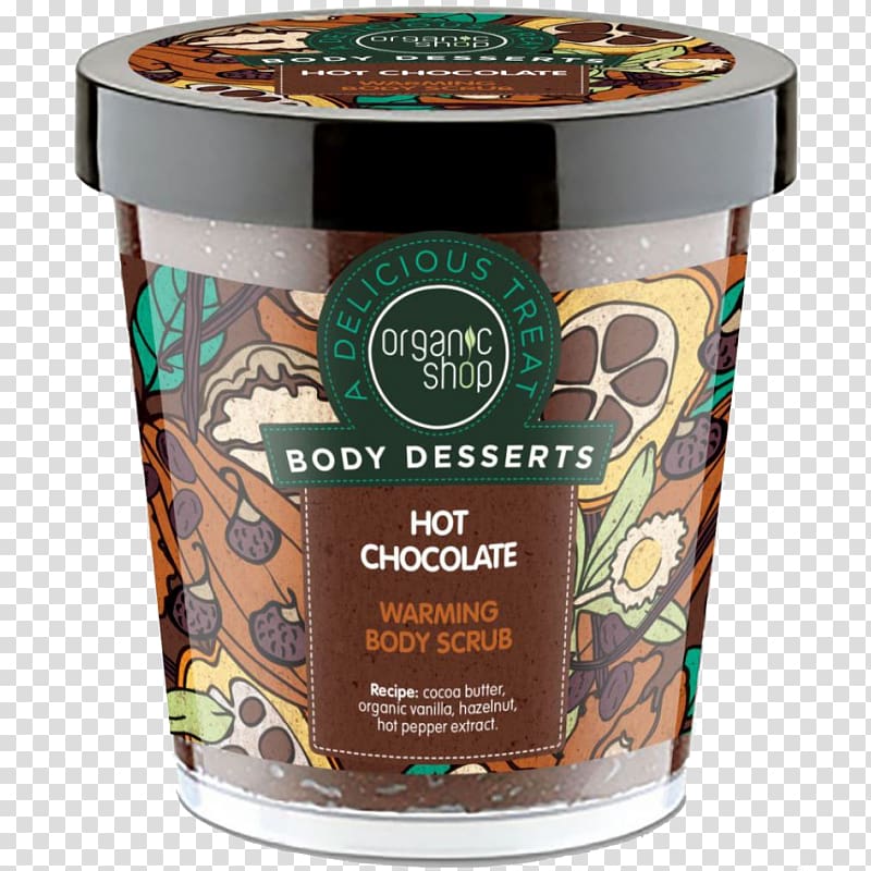 Hot chocolate Organic food Cream Dessert, body scrub transparent background PNG clipart
