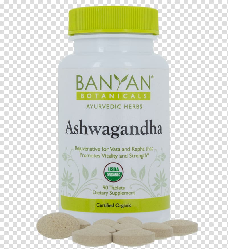 Dietary supplement Rennet Adaptogen Banyan Botanicals Ashwagandha 500 mg 90 tabs Ayurveda, tablet transparent background PNG clipart