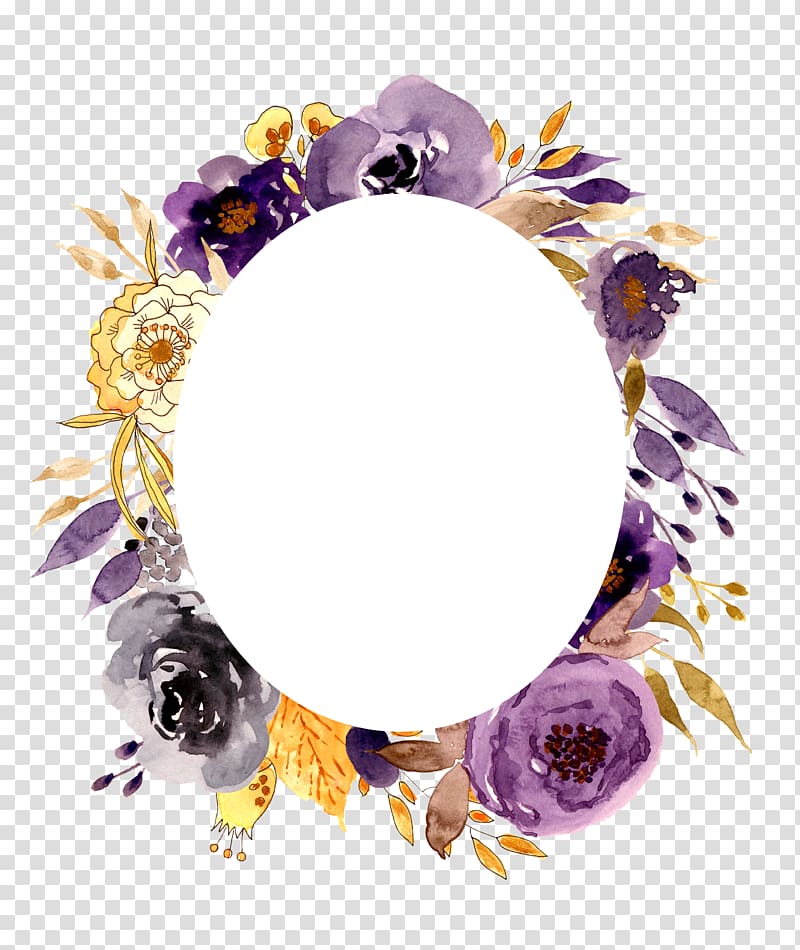 watercolor flower frame transparent background PNG clipart