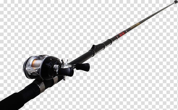 Black fishing rod with spinning reel, Fishing Rods Fishing Reels Ice  fishing Fisherman, fishing pole transparent background PNG clipart