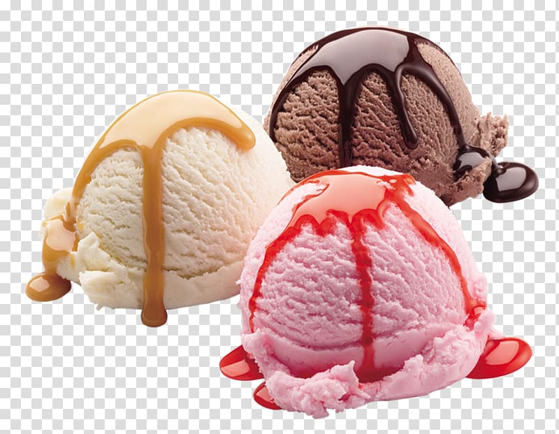 three assorted flavor ice creams, Ice cream Frozen yogurt Gelato Milk, Beverage creative ice cream pattern transparent background PNG clipart