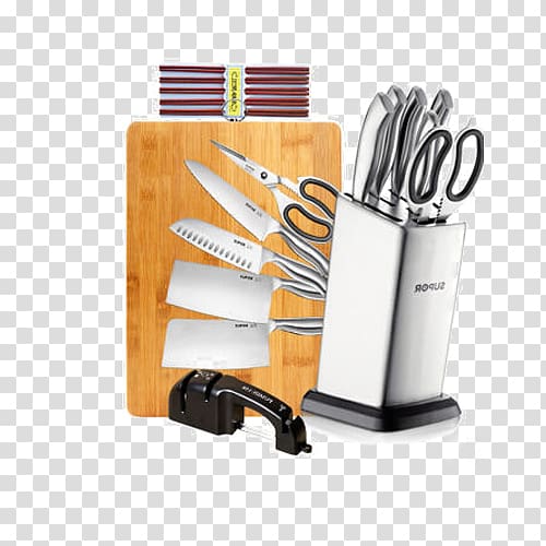 Kitchen knife Stainless steel, Stainless steel kitchen knives knife sets a full suit transparent background PNG clipart