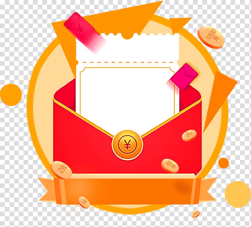 Icon, Orange simple red envelope decoration pattern transparent background PNG clipart