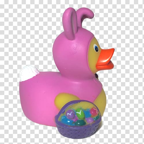 Rubber duck Easter Bunny Easter egg, baby bunny ears soap transparent background PNG clipart