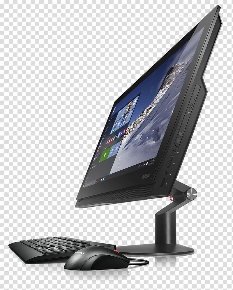 Lenovo, ThinkCentre M900z i5-6500 3.2GHz 23.8 x 1080Pixeles 1920 Black PC All in One Desktop Computers Lenovo ThinkCentre M900z 10F2, Computer transparent background PNG clipart