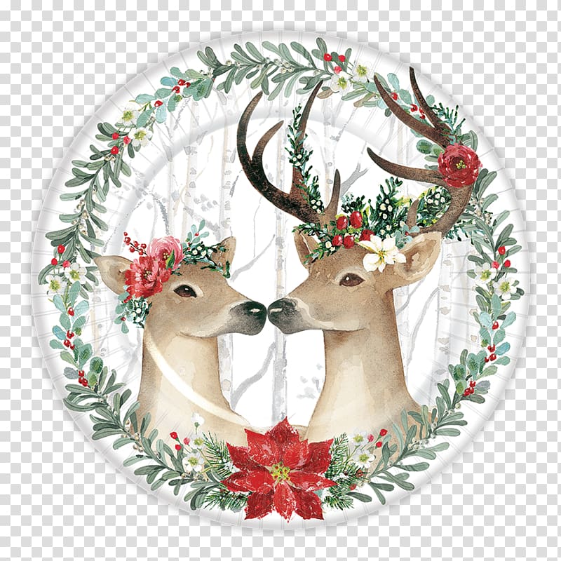 Reindeer Holiday Paper Plate, golden christmas deer transparent background PNG clipart