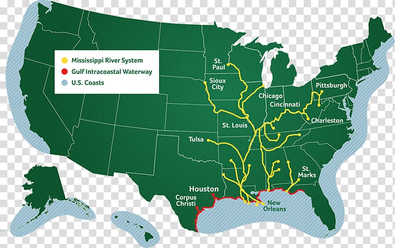 Inland waterways of the United States Map The Testing Gulf Intracoastal Waterway, marine logistics transparent background PNG clipart