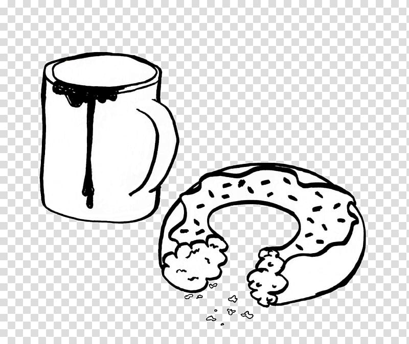 Line art Donuts Drawing Black and white Coffee and doughnuts, cartoon donut transparent background PNG clipart