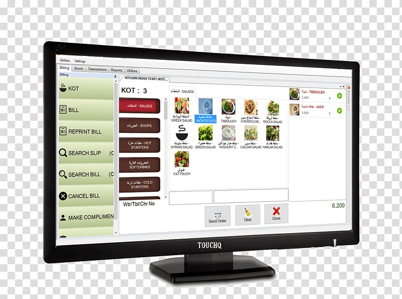 Computer Monitors Computer Software Point of sale Restaurant management software Touchscreen, others transparent background PNG clipart