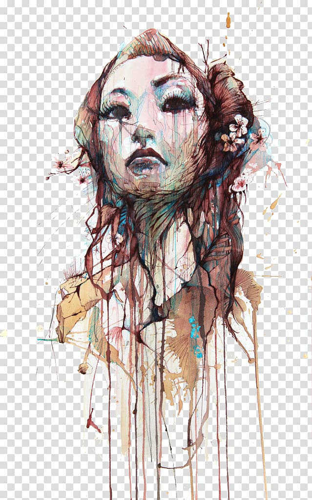 Tea Carne Griffiths Ltd Drawing Artist Painting, Hand-painted woman transparent background PNG clipart
