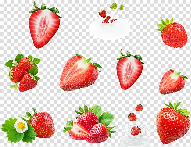 strawberry fruit, Strawberry Flavored milk Icon, Strawberry fruit transparent background PNG clipart