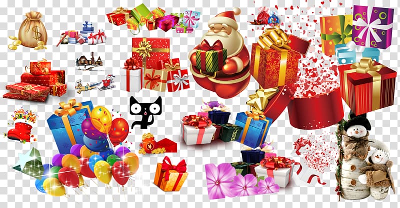 Santa Claus Christmas ornament Gift, Creative Christmas package transparent background PNG clipart