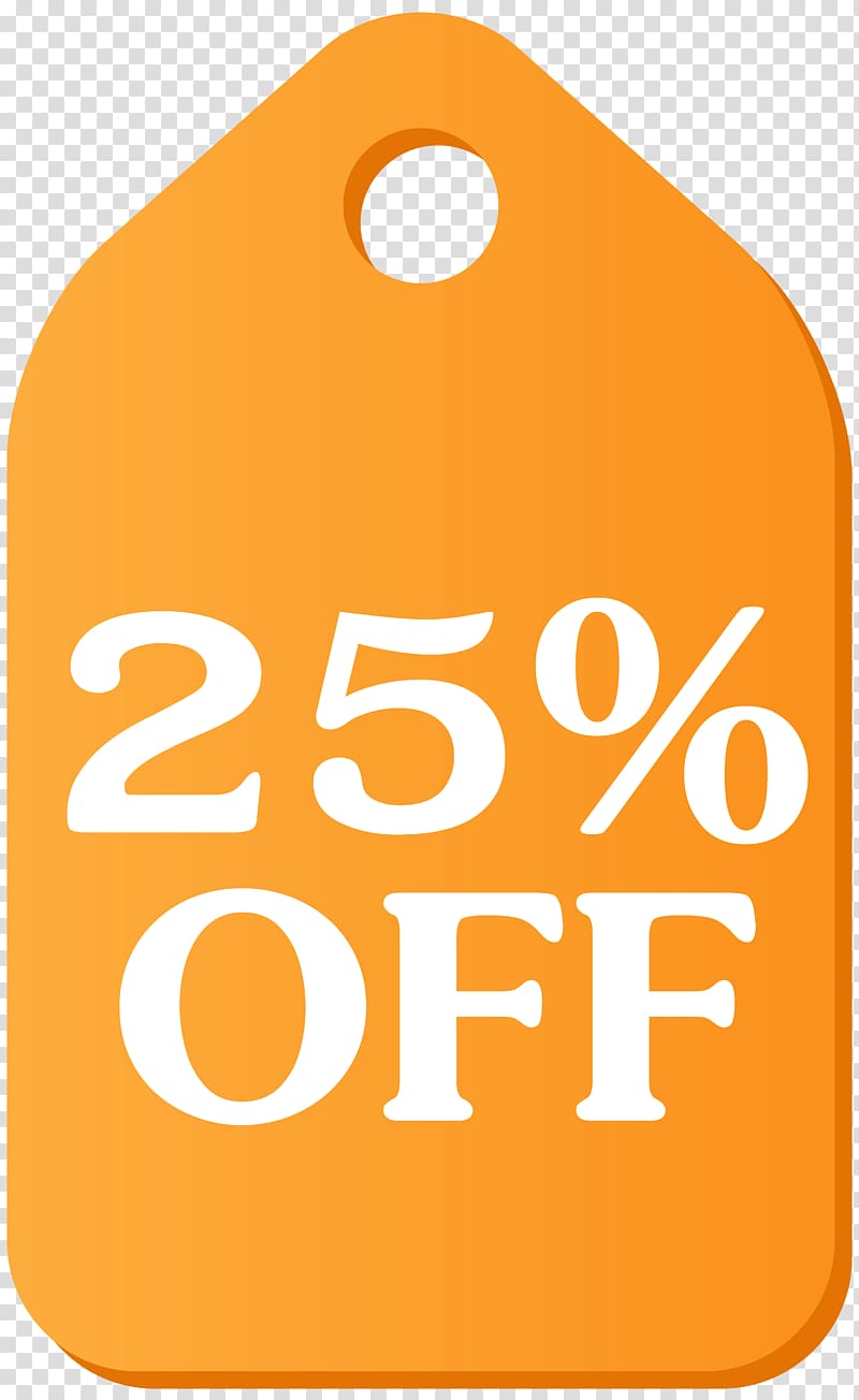 25% off signage, Tag , Orange Discount Tag transparent background PNG clipart