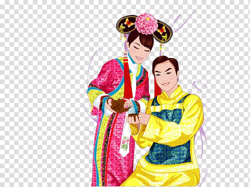 China Chinese marriage, Hand-painted wedding dress transparent background PNG clipart