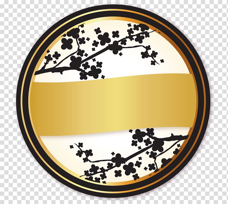 Gold Euclidean Label Tag, Japanese black and gold label up and down round Pomo transparent background PNG clipart