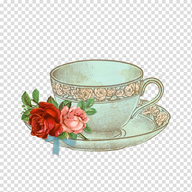 beige and green teapot with saucer painting, Tea Wedding invitation Vintage clothing Etsy Flower, Mug transparent background PNG clipart