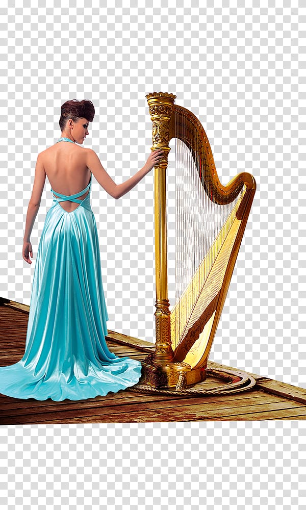 , Golden harp,Back beauty transparent background PNG clipart