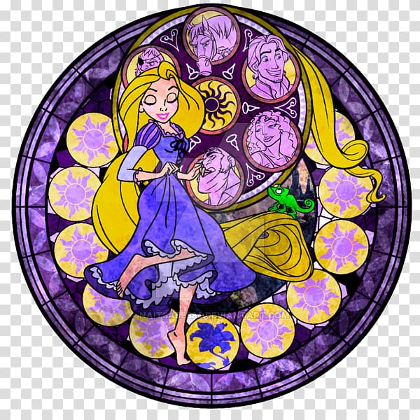 Stained glass Kingdom Hearts III Rapunzel, Disney heart transparent background PNG clipart
