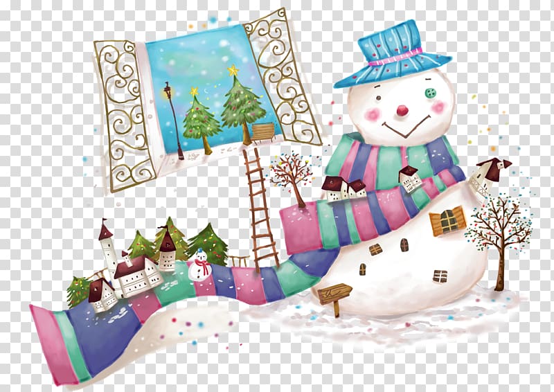 Iceman Snowman Cartoon Illustration, House personalized snowman bib on transparent background PNG clipart