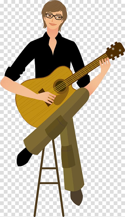 Guitar, hand-painted guitar boy transparent background PNG clipart