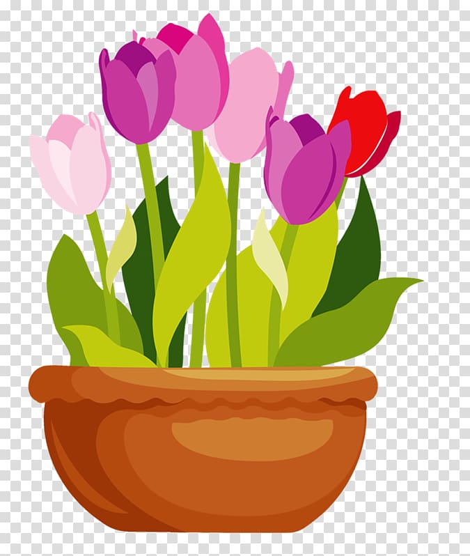 Flowerpot Tulip Color Vase, flower pot transparent background PNG clipart