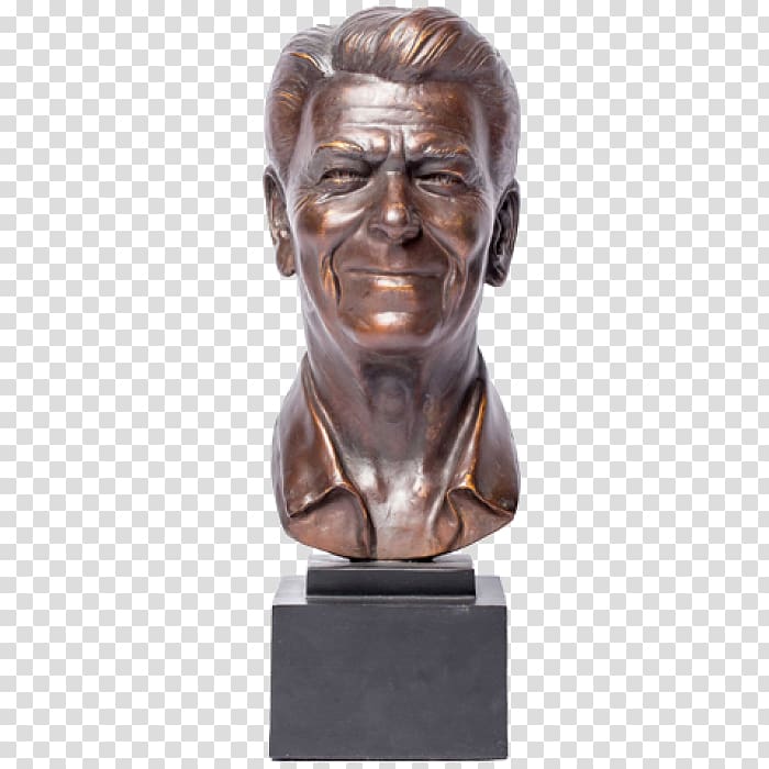 Ronald Reagan Bust White House Figurine Bronze sculpture, Bust transparent background PNG clipart