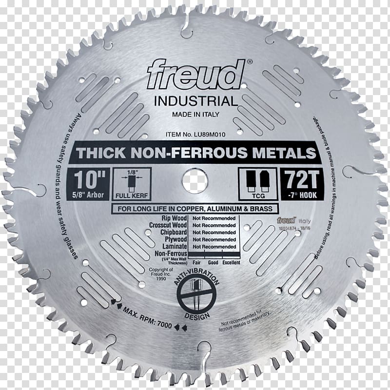 Freud Non-Ferrous Metal Blade Saw Cutting, dented metal transparent background PNG clipart