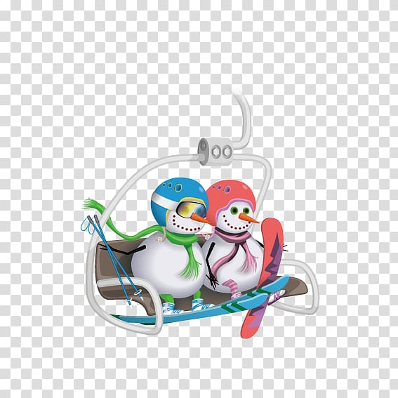 Skiing Ski lift Snowman Snowboarding, Paragliding couple snowman transparent background PNG clipart