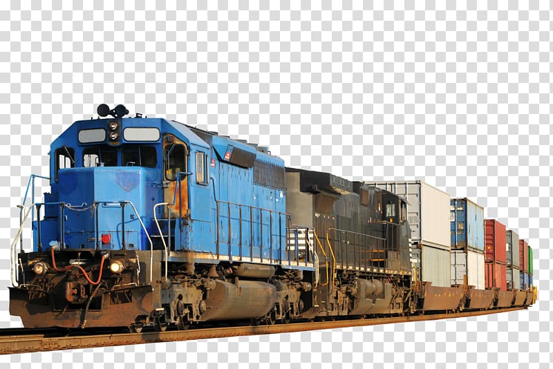 blue cargo train, Rail transport Train Intermodal freight transport Locomotive, train transparent background PNG clipart