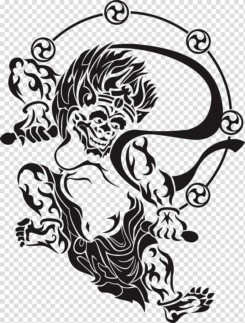 Fūjin Raijin 風神雷神図 Painting Japan, Japanese Demon Art transparent background PNG clipart