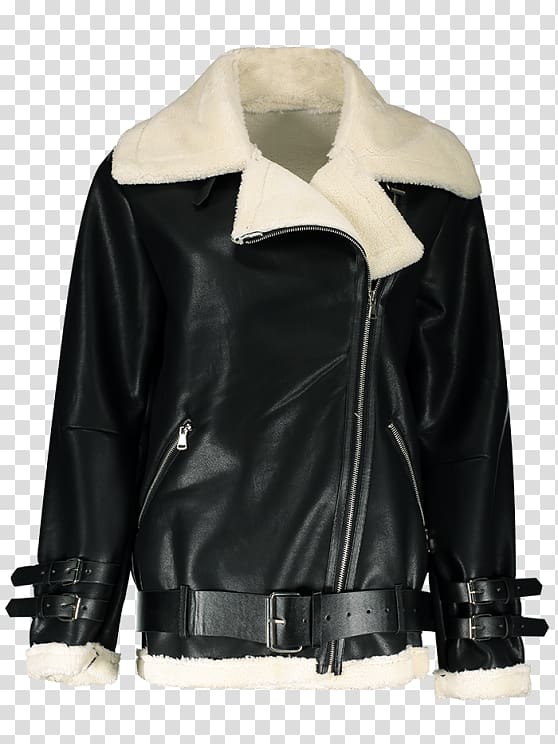 Leather jacket Shearling coat, fur collar coat transparent background PNG clipart