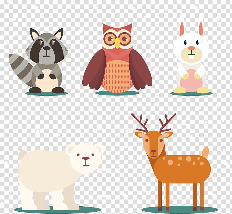 Polar bear Animal , Five cute winter animals transparent background PNG clipart