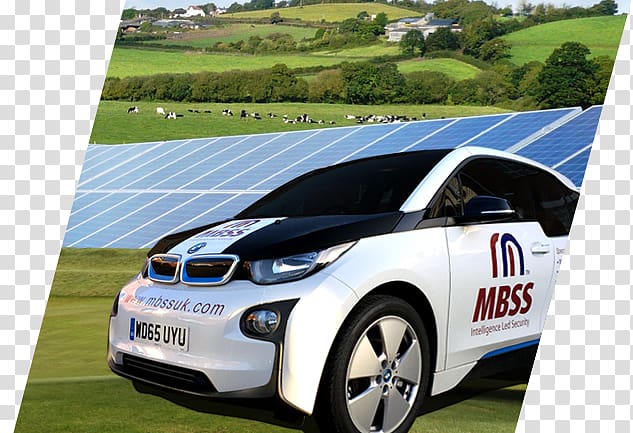 MBSS (Marsh Barton Security Services) Electric car Solar power BMW, solar farm transparent background PNG clipart